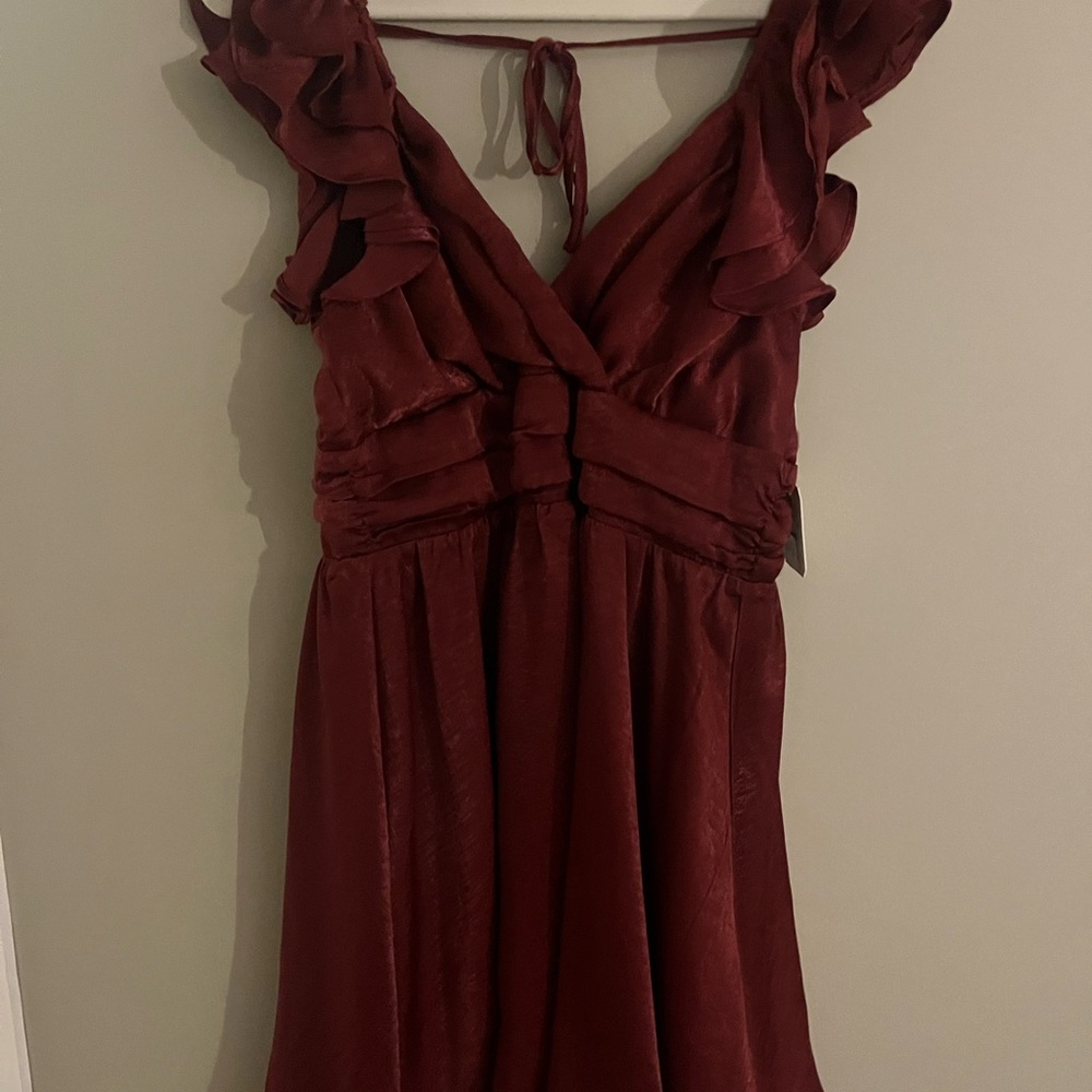 Altar'd State Deep Red Ruffle Mini Dress